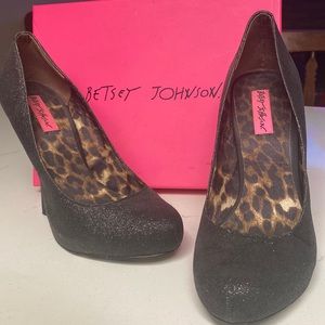 Betsey Johnson Black Glitter Heel Size 9 Never Been Worn with Original Box